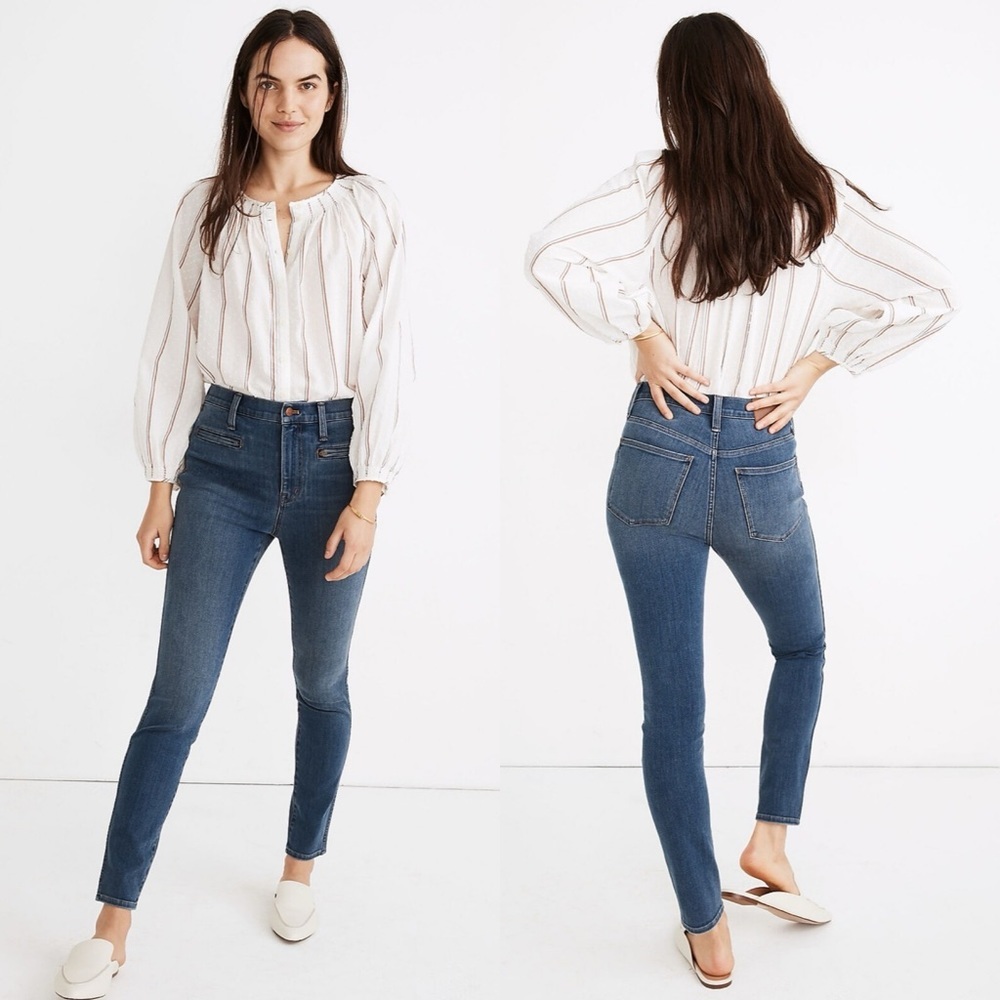 Madewell Tall 10" High-Rise Roadtripper Jeggings Ellerby Wash Blue Zip 26 T 26T